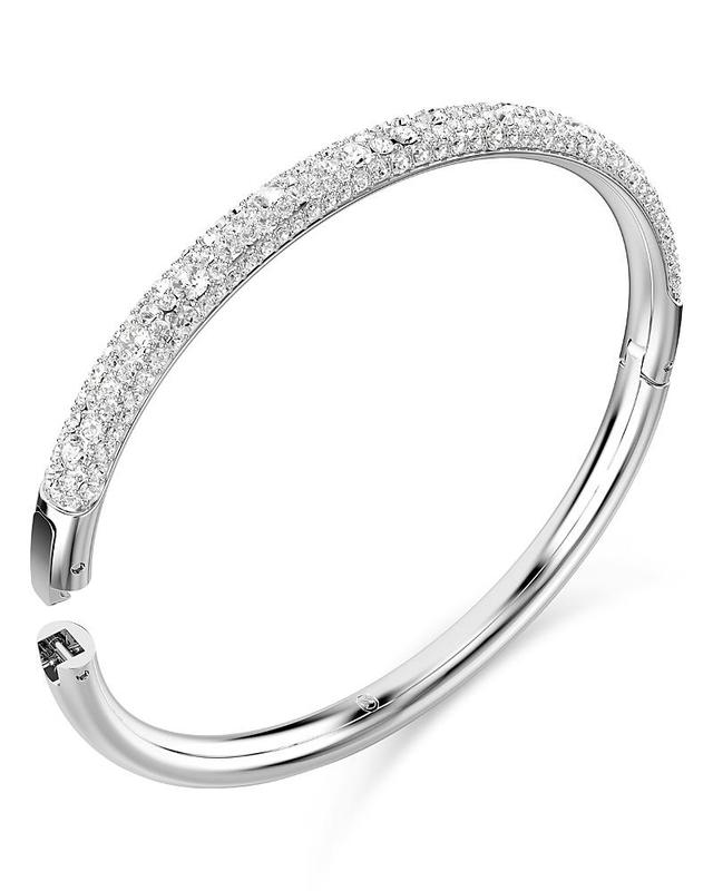 Swarovski Snow Pave, White, Rhodium Plated or Rose Gold-Tone Meteora Bangle Bracelet Product Image