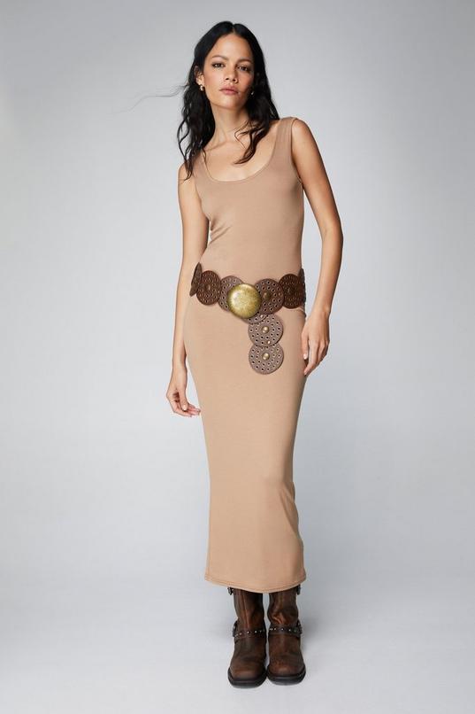 Jersey Scoop Neck Bodycon Maxi Dress Product Image