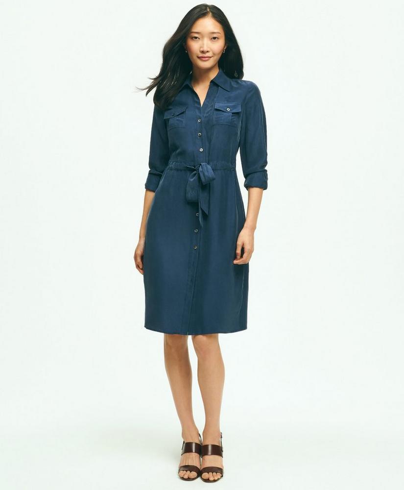 Relaxed Silk Utility Shirt Dress Product Image