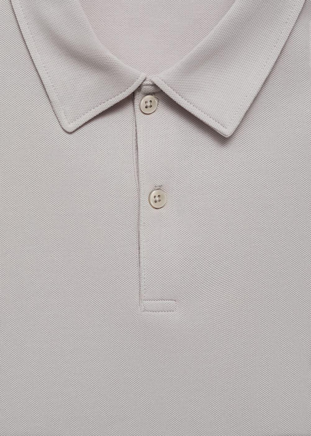 Slim-fit cotton piqué textured polo shirt - Men | MANGO USA Product Image