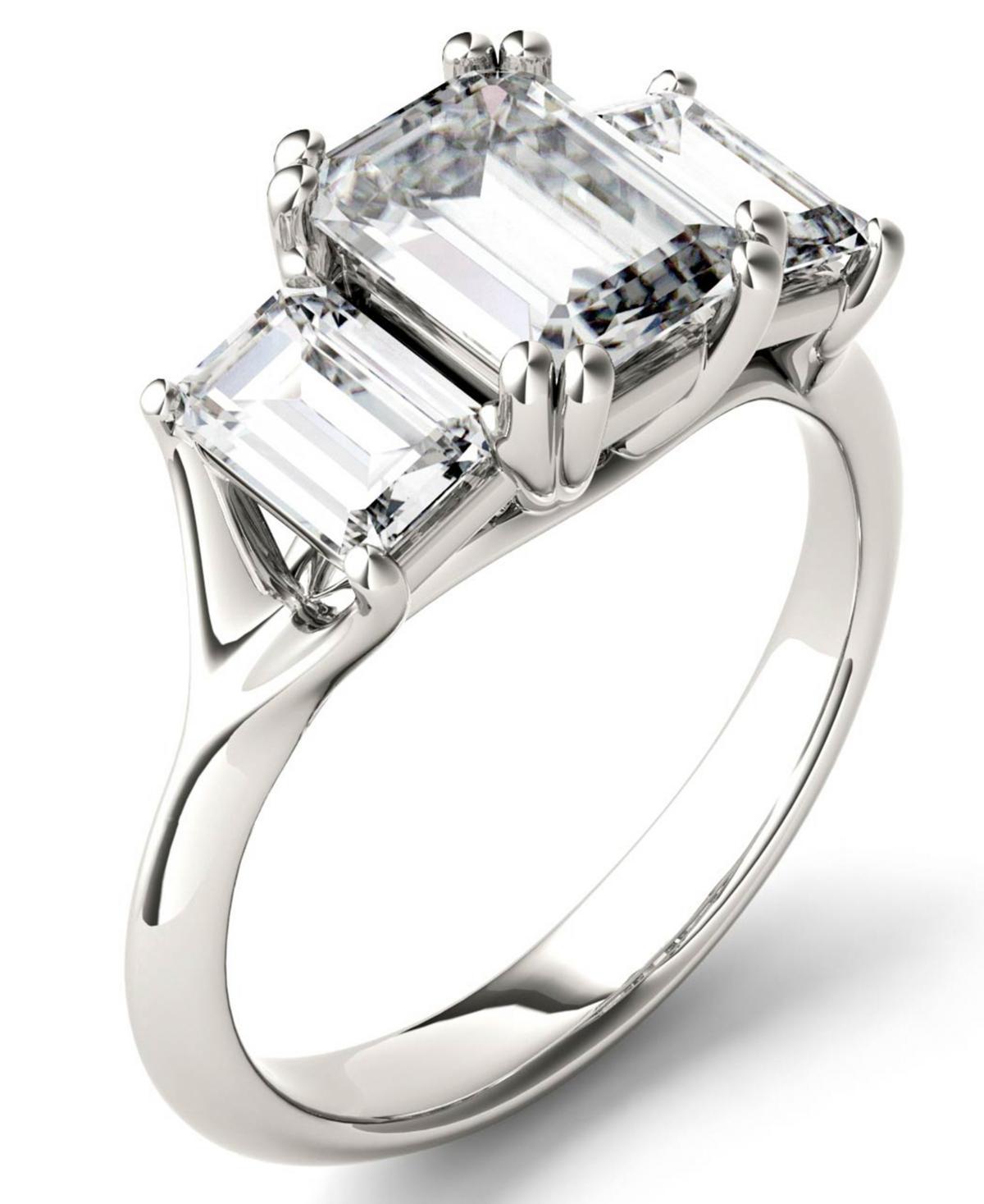 Moissanite Emerald Three Stone Ring (2-9/10 ct. tw.) in 14k White Gold Product Image