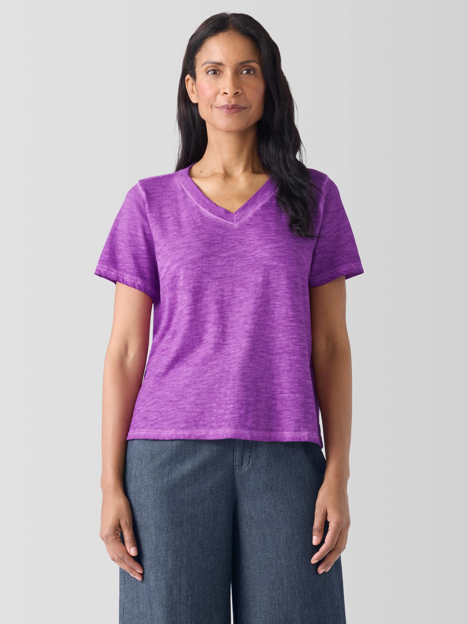 EILEEN FISHER Organic Cotton Hazy Slub V-Neck Teefemale Product Image