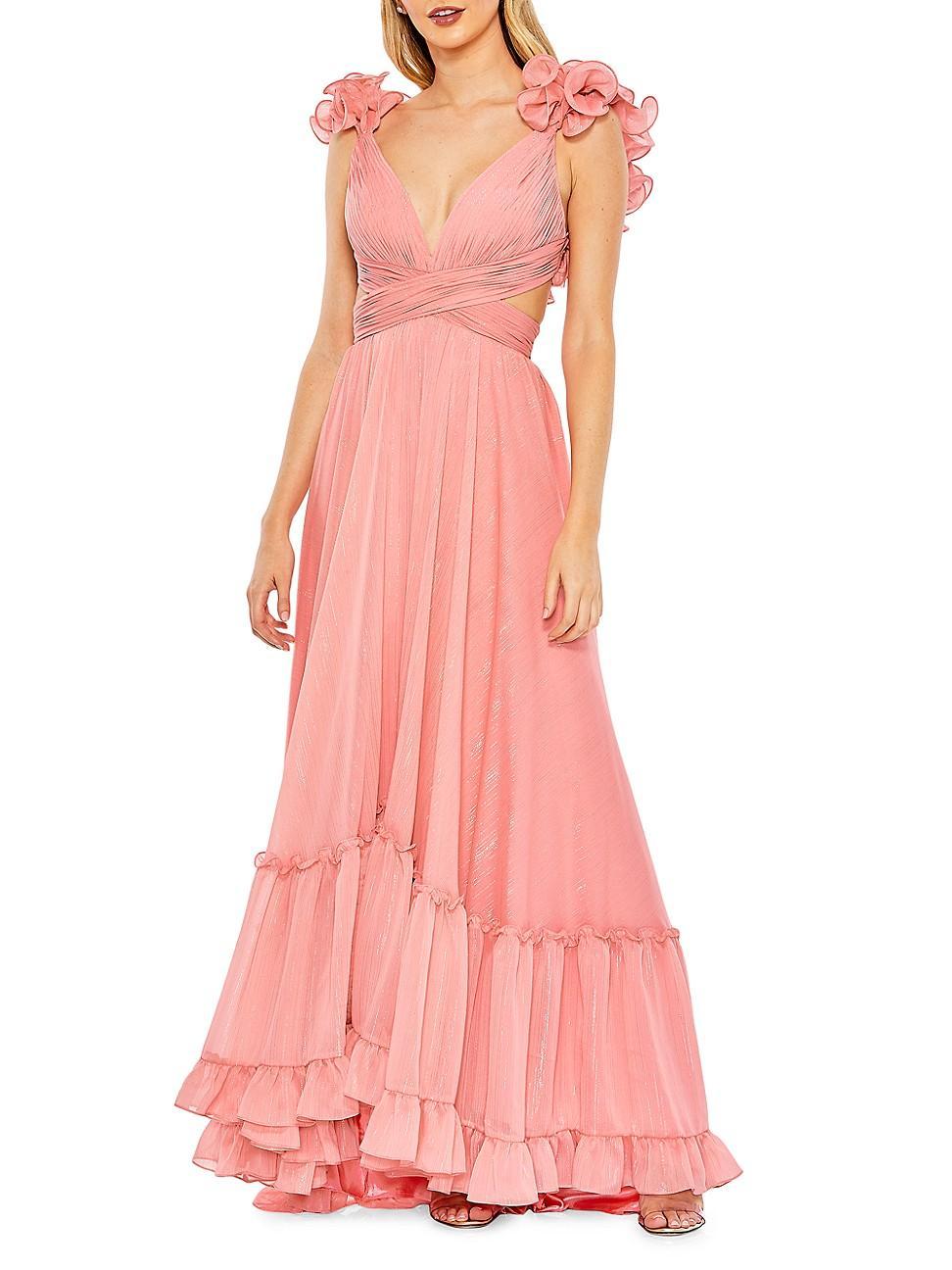 Womens Ruffled A-Line Gown product image