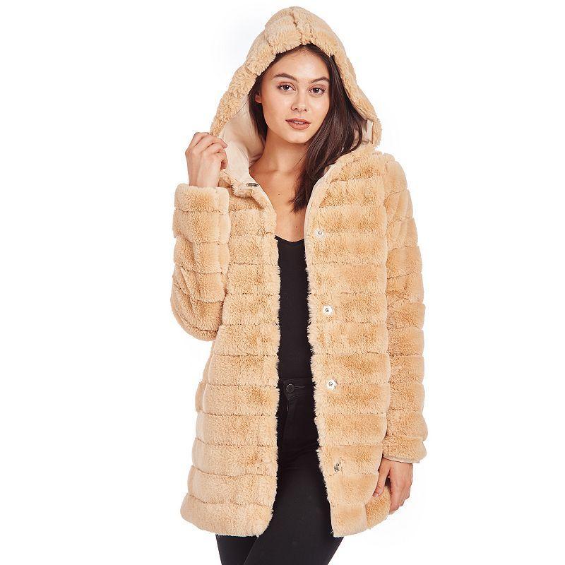 Womens Fleet Street Hooded Faux-Fur Reversible Coat Product Image