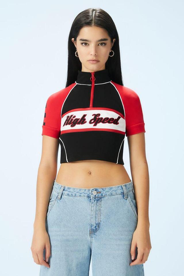 Cropped High Speed Half-Zip Tee | Forever 21 Product Image