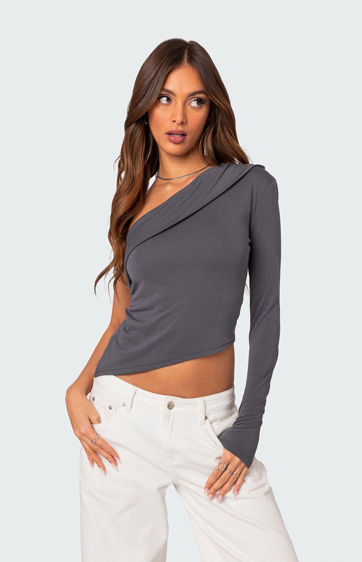 Edikted Women's Fold Over One Shoulder Top Product Image