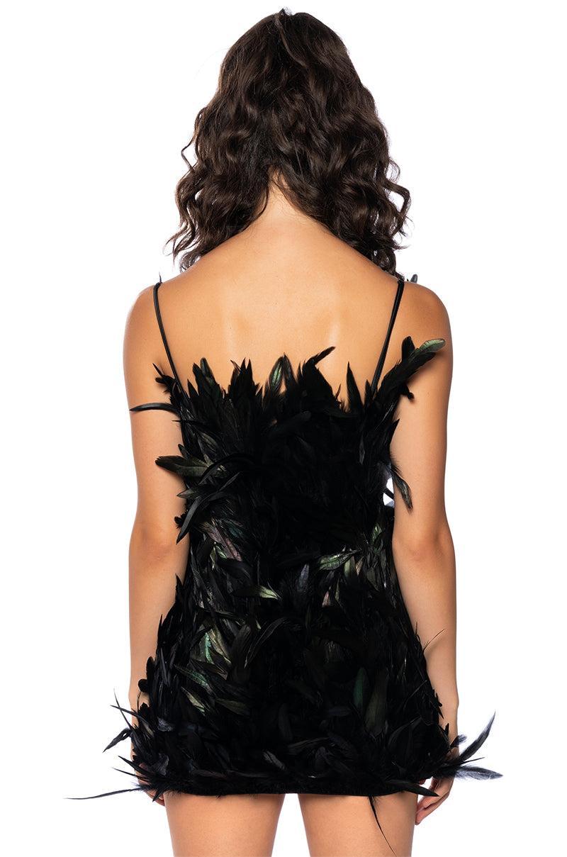 RAVEN FEATHER MINI DRESS Product Image