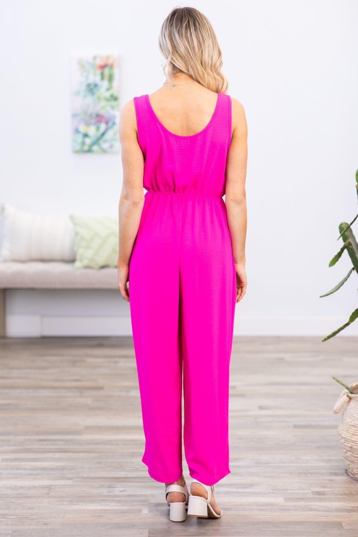 Hot Pink Sleeveless Jumpsuit With Pockets Product Image