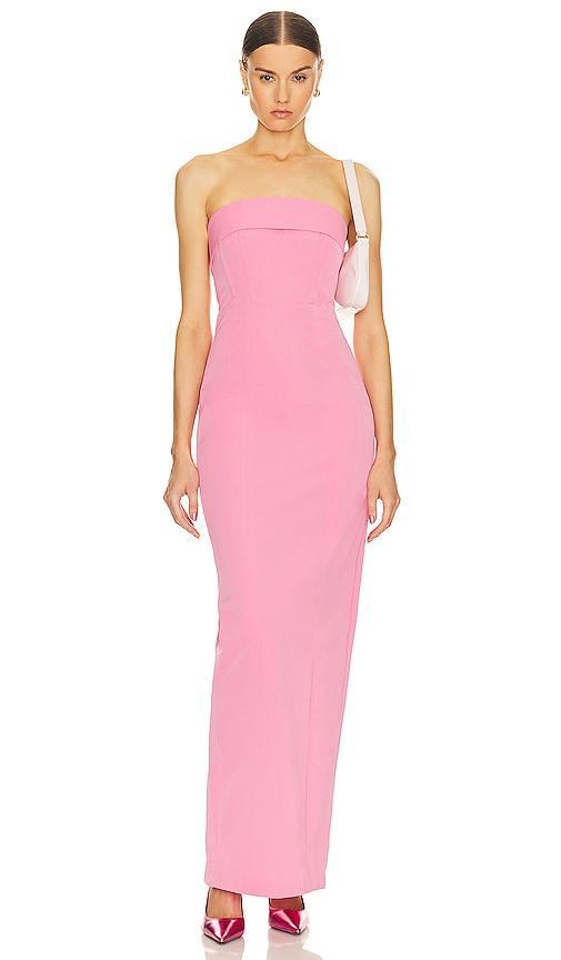 Helsa Tech Gabardine Long Strapless Dress in Pink Product Image