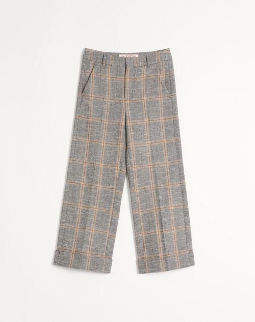 WOOL BLEND TROUSERS WITH TURN-UP WITH CHECK PATTERN Product Image