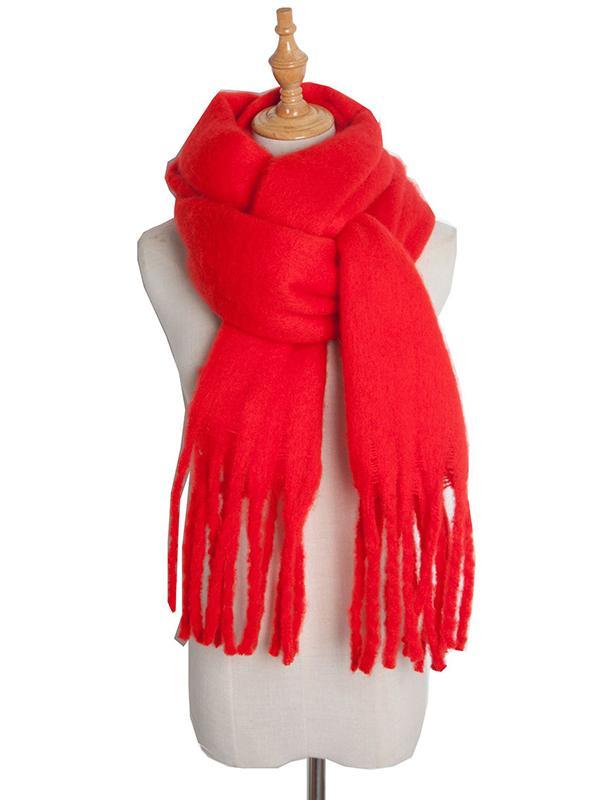 Keep Warm Solid Color Tasseled Velvet Shawl&Scarf Product Image