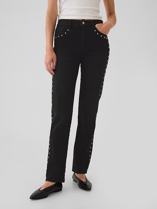 High Rise Studded &apos;90s Straight Jeans Product Image