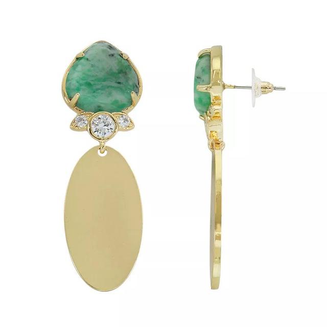 PANNEE BY PANACEA Gold Tone Stone Oval Drop Earrings, Womens, Green Product Image