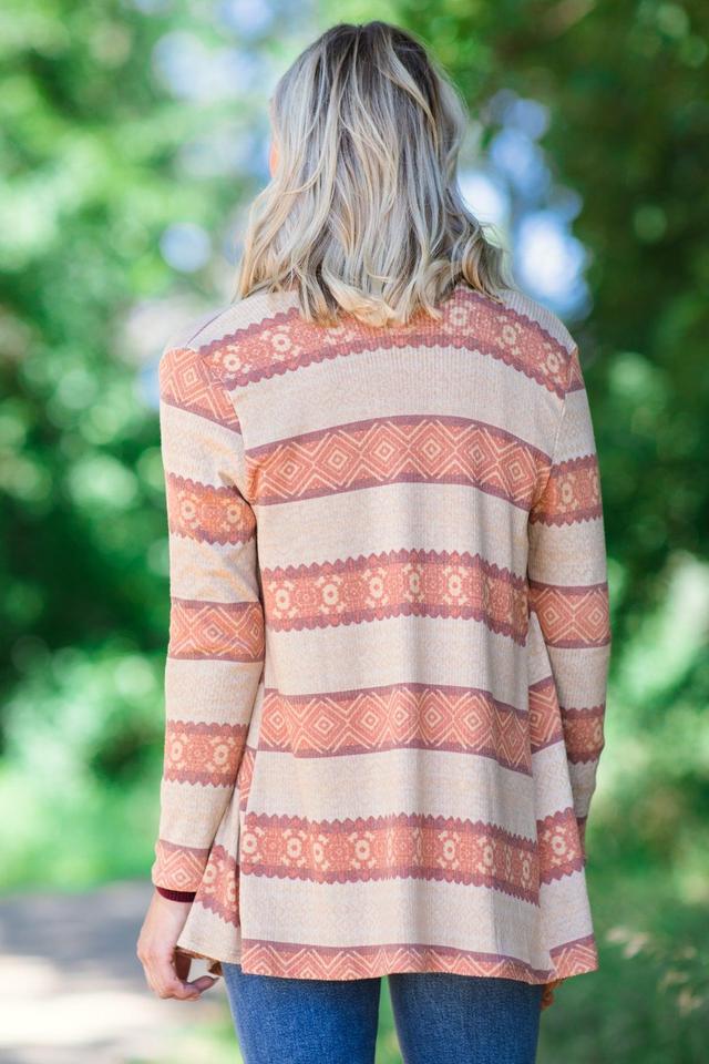 Orange and Beige Aztec Stripe Cardigan Product Image