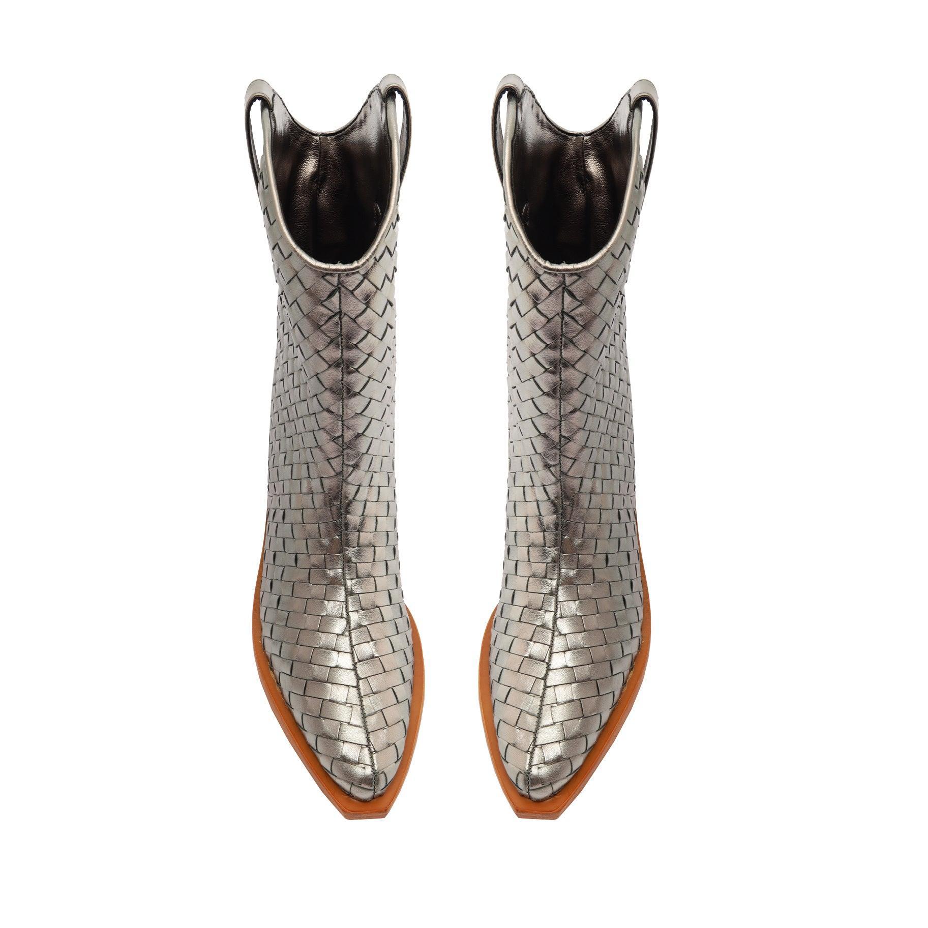 Cicera Woven Metallic Leather Bootie Product Image