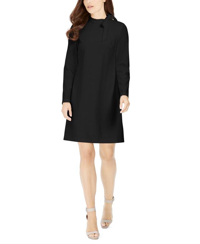 Calvin Klein Petite Bow-Neck Long-Sleeve Sheath Dress Product Image