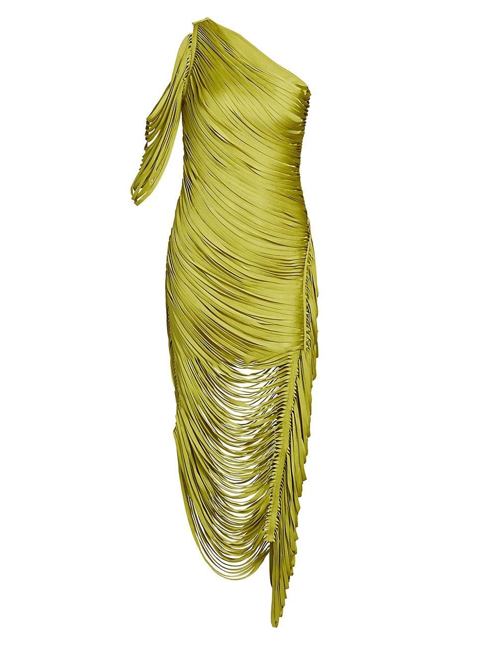 Womens Sona One-Shoulder Draped Fringe Dress Product Image