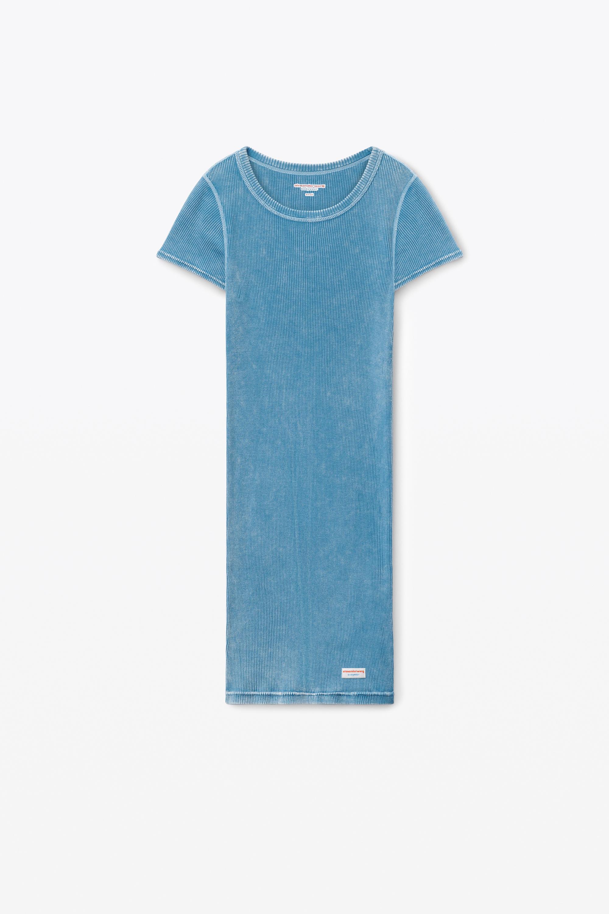 Short Sleeve Loungewear Dress In Ribbed Cotton Product Image