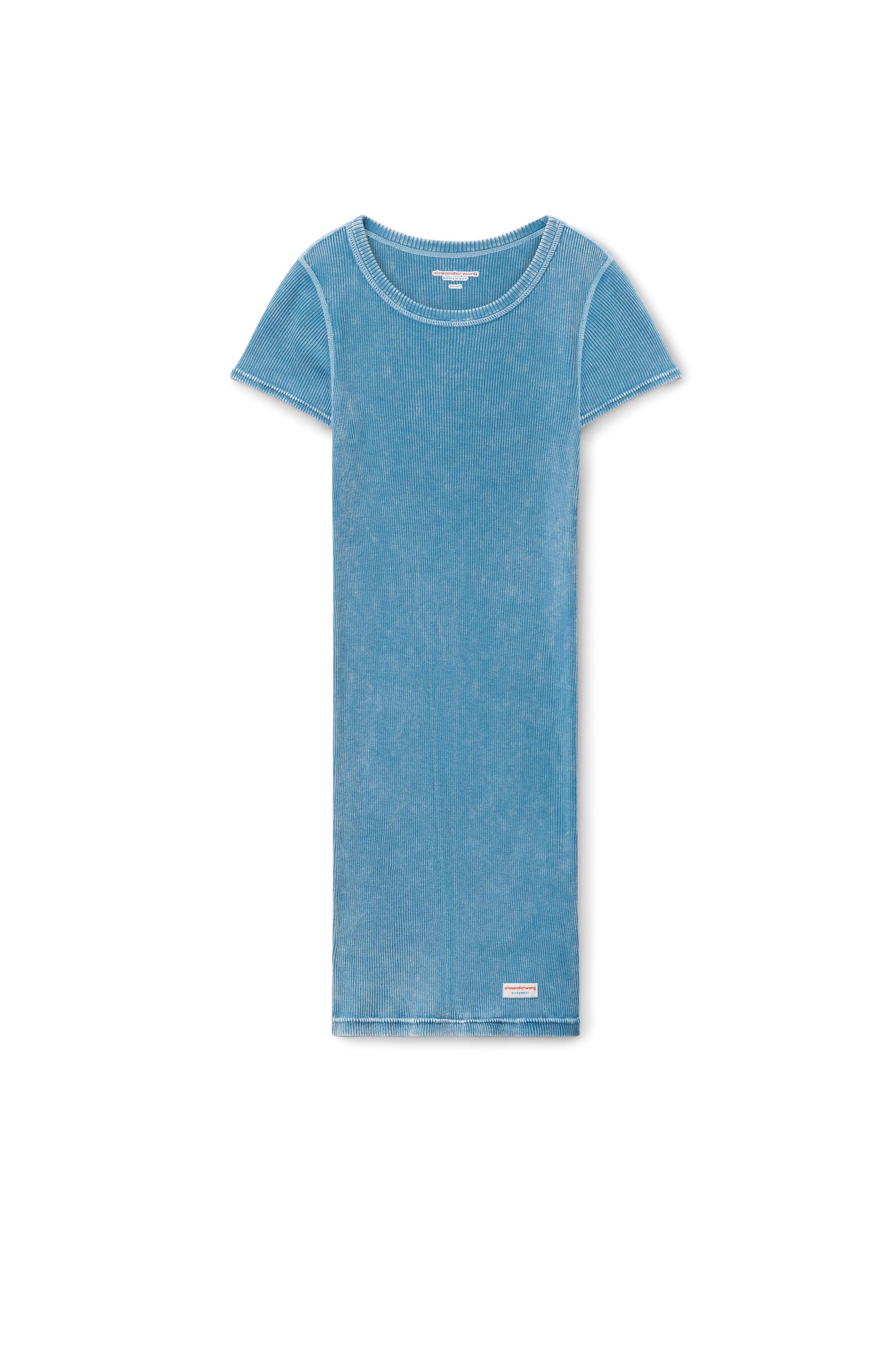 Short Sleeve Loungewear Dress In Ribbed Cotton Product Image