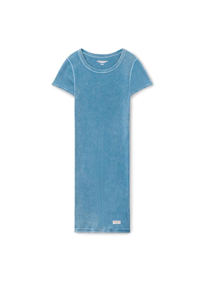 Short Sleeve Loungewear Dress In Ribbed Cotton Product Image