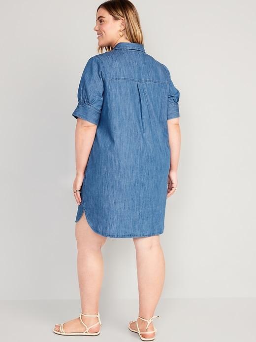 Short-Sleeve Jean Shirt Dress Product Image