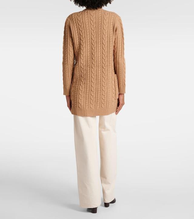 MAX MARA Calotta Cable-knit Wool And Cashmere-blend Cardigan In Beige Product Image