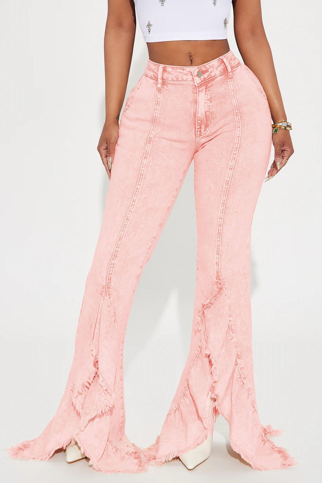 Break Free Ruffled Flare Pant - Pink Product Image