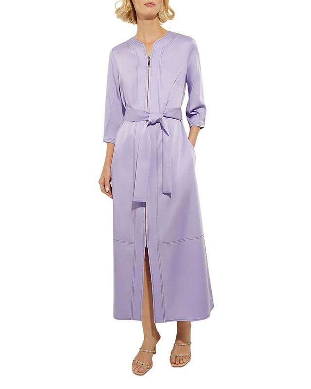 Puff Sleeve Belted Stretch Tencel Midi Dress Product Image