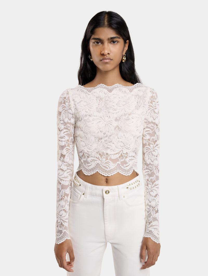 IVORY CROP TOP IN LACE Product Image