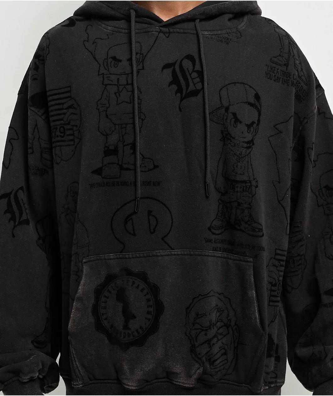 The Boondocks Collage Black Acid Wash Hoodie Product Image