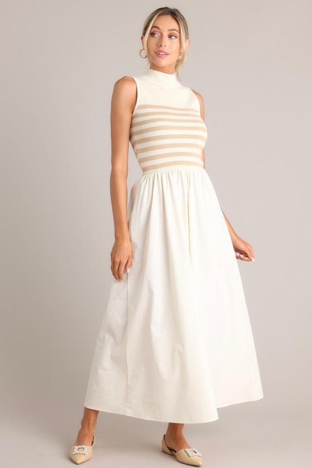 Timeless Treasures Tan Sleeveless Striped Maxi Dress Product Image