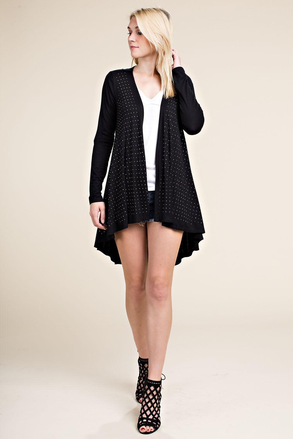 LONG SLEEVE CARDIGAN WITH STONES Product Image