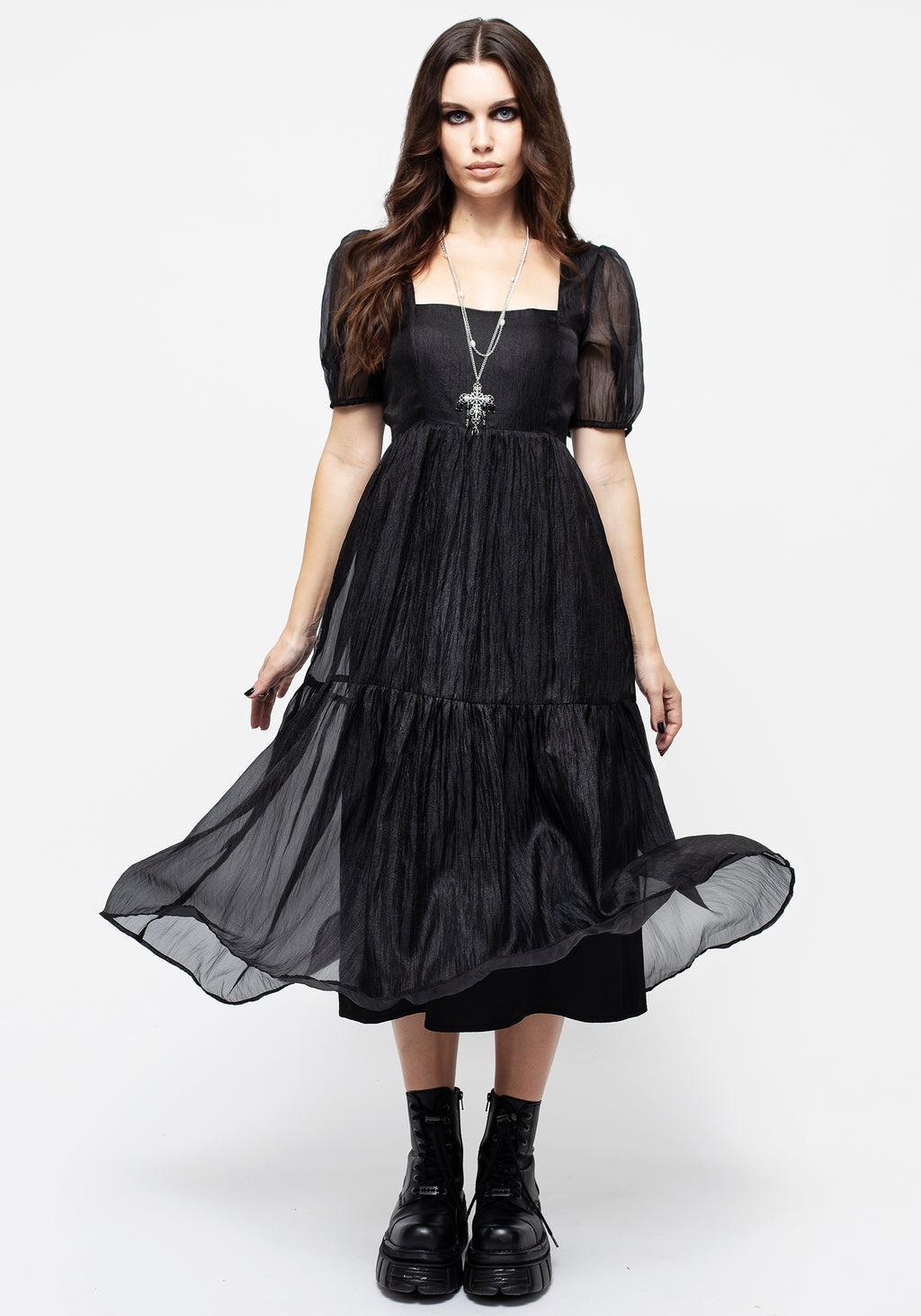 Flatline Puff Sleeve Tiered Midi Dress Product Image