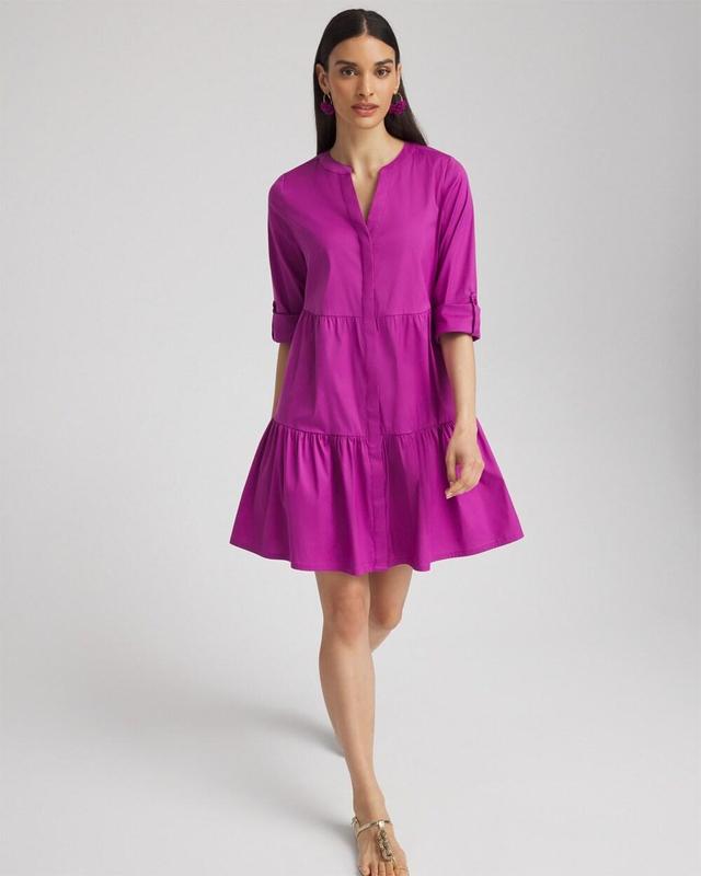 Women's Poplin Roll Tab Sleeve Dress Product Image