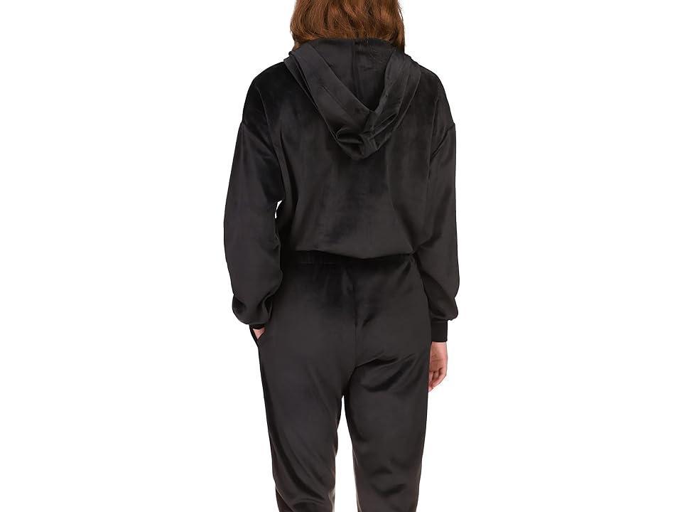 Sanctuary My Time 1/2 Zip Velour Hoodie (Black Nite) Women's Clothing Product Image