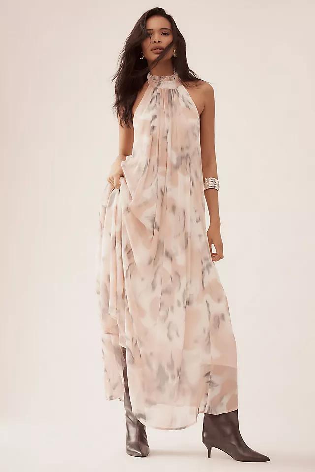 Maeve Halter Sheer Printed Maxi Dress Product Image