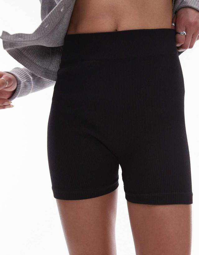 Topshop seamless cropped knicker shorts in black - part of a set Product Image