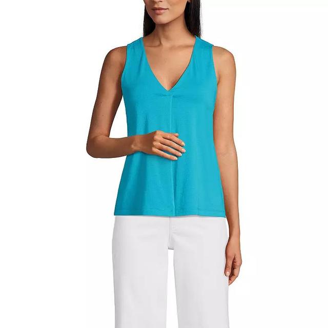 Womens Lands End Lightweight Jersey Pleated Tank Top Product Image