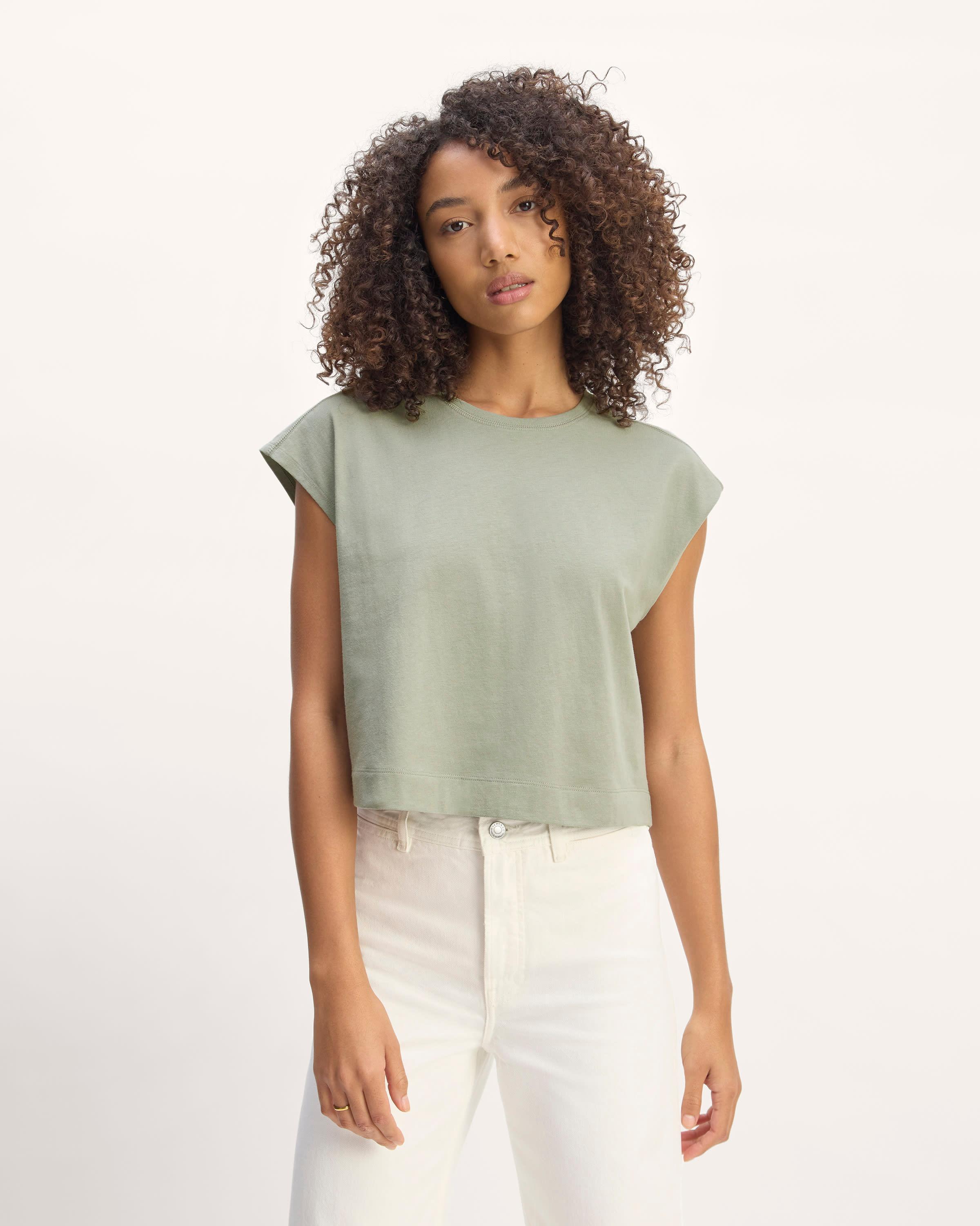 The Organic Cotton Cropped Muscle Tee Product Image