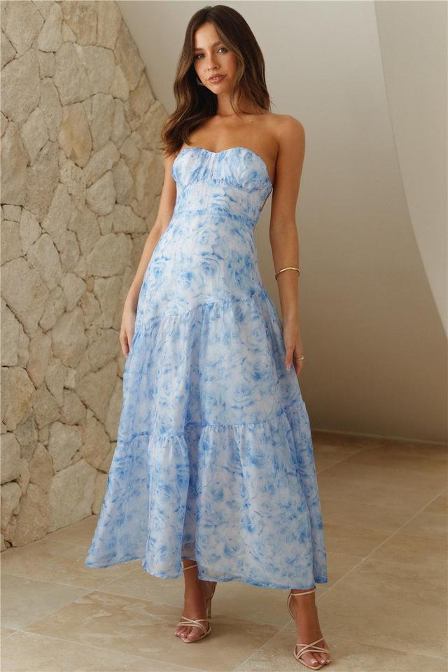 Her Best Version Strapless Maxi Dress Blue Product Image