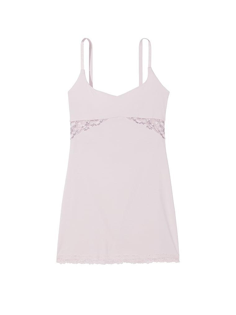 Modal Lace-Trim Sweetheart Slip Dress Product Image