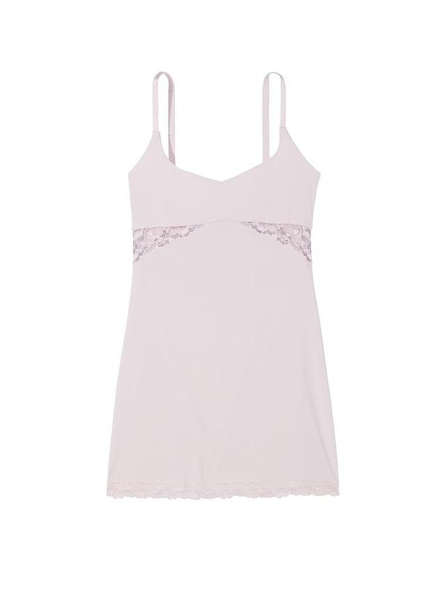 Modal Lace-Trim Sweetheart Slip Dress Product Image