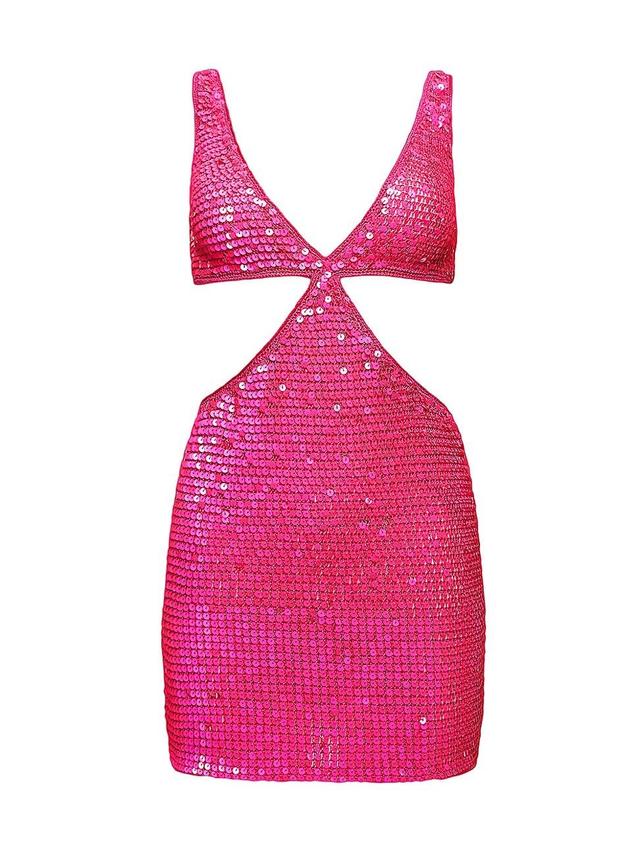 Crystal Crochet Dress In Hyper Pink Product Image