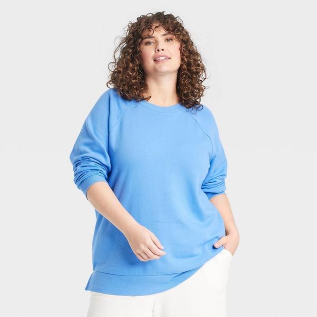 Womens Fleece Sweatshirt - Colsie Blue 1X Product Image