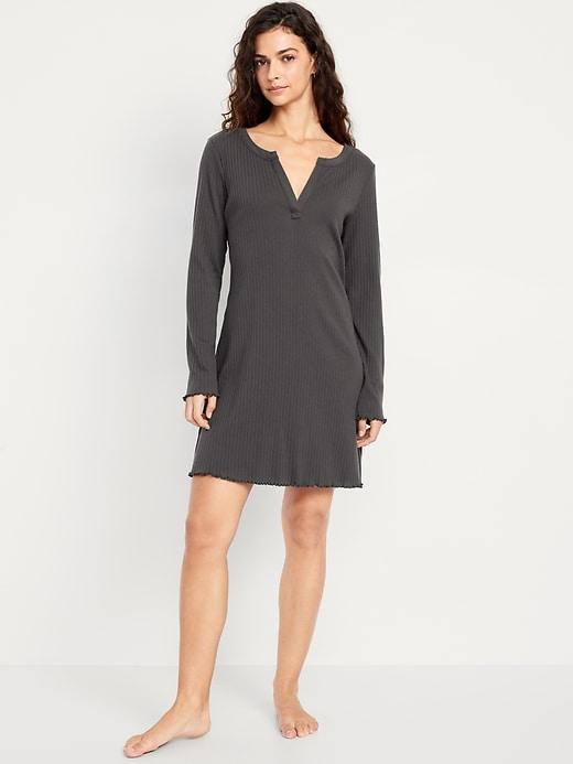 Long-Sleeve Pointelle Nightgown Product Image