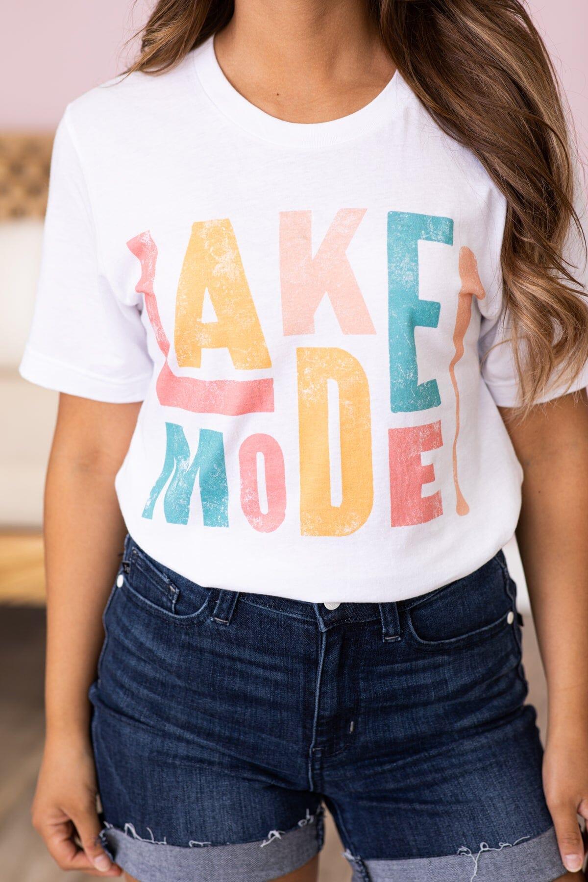 White Multicolor Lake Mode Graphic Tee Product Image