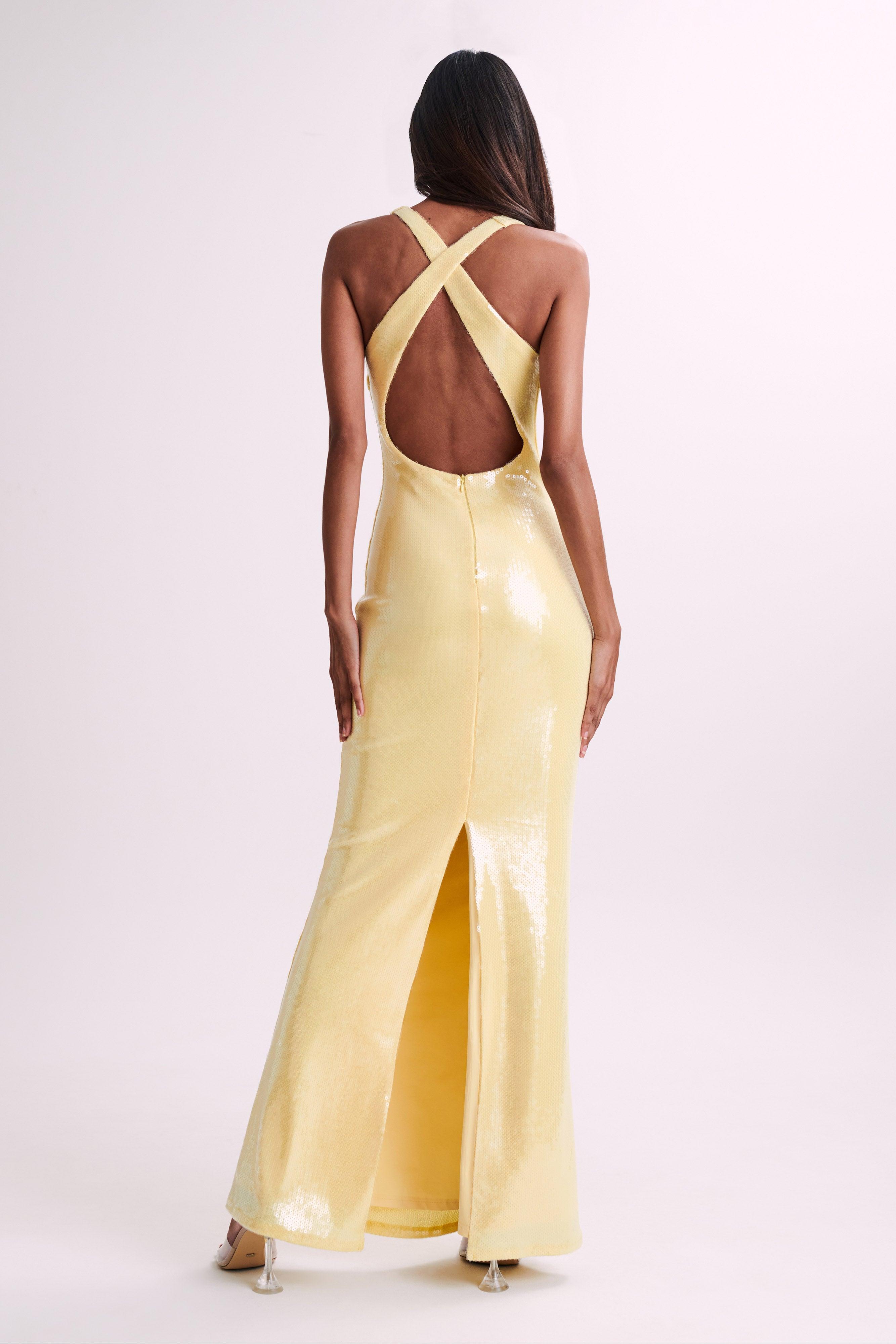 Eliza Rose Sequin Maxi Dress - Lemon Product Image