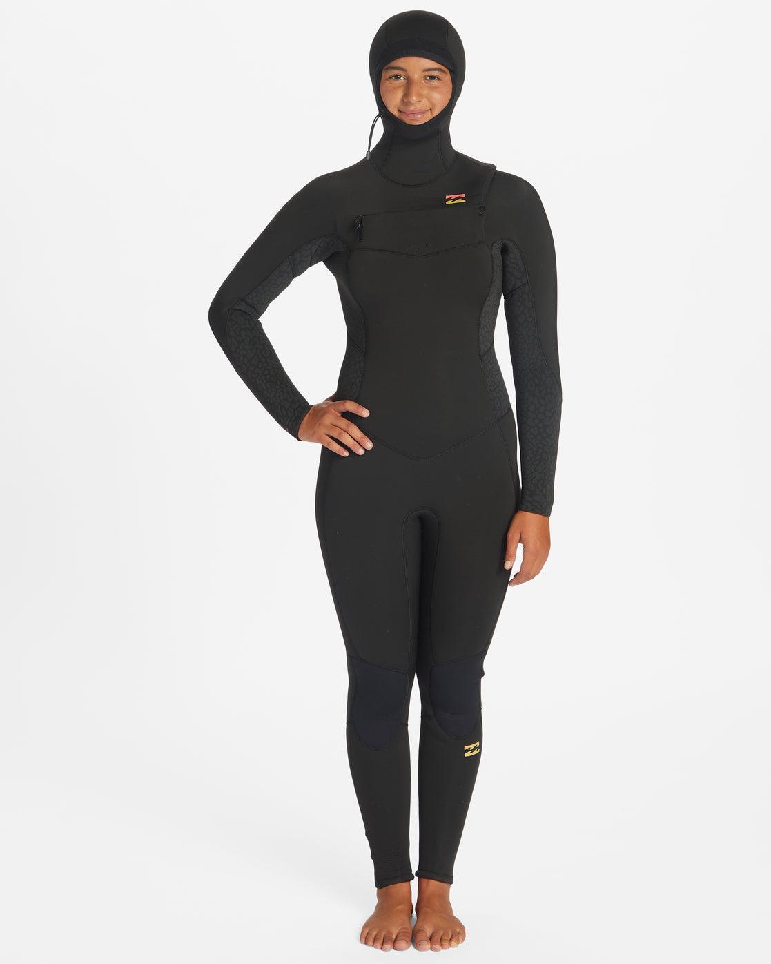 5/4 Synergy Hooded Chest Zip Full Wetsuit - Wild Black Female Product Image