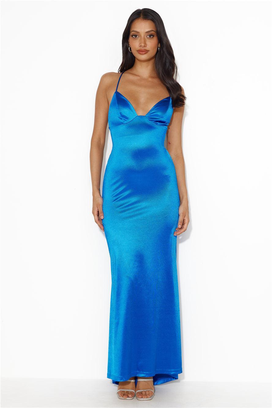 Events Of Class Satin Maxi Dress Blue Product Image