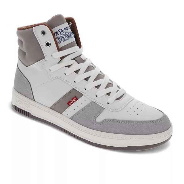 Levis Drive High Top Mens Sneakers White Cappuccino Brown Product Image